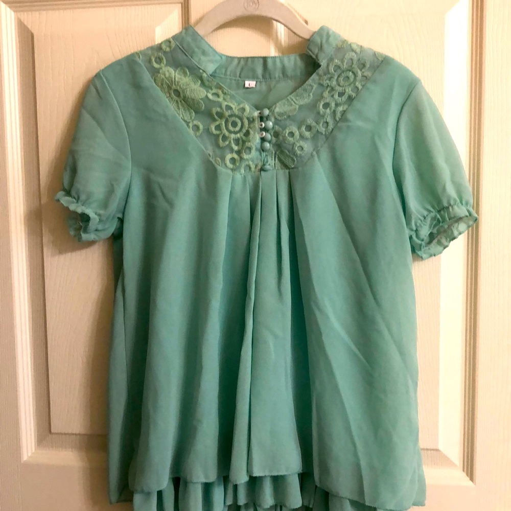 Vintage Mint Green Babydoll Top